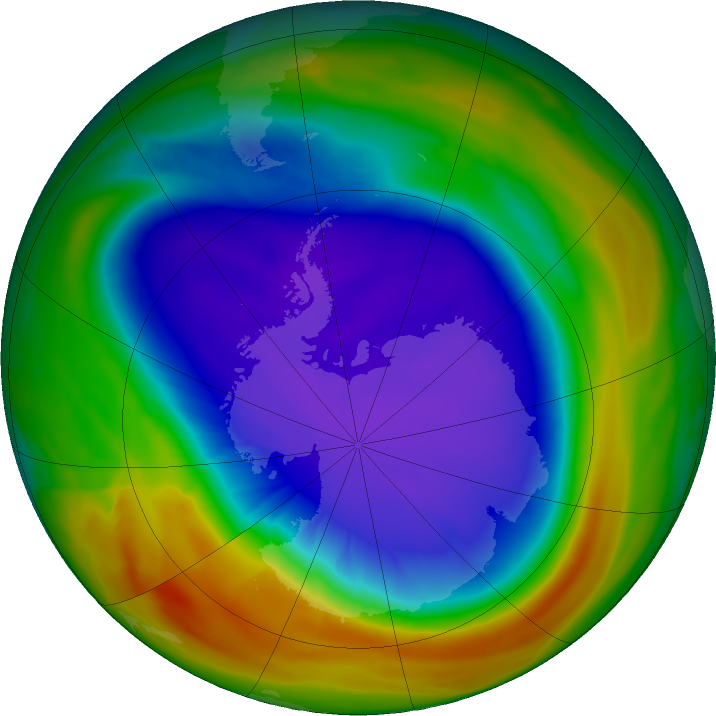 Antarctic ozone map for 29 September 2023